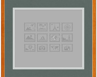 Hardwood Stamp Collection Shadowbox Frame Light Brown With Black Mat - Display for Stamps and Covers