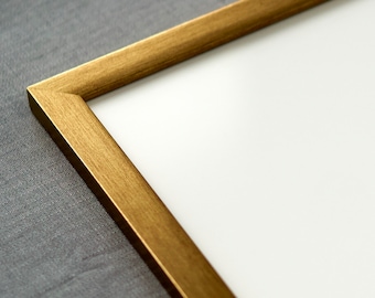 Gold Picture Frame / Polished Bronze Solid Wood | UV Acrylic Glass and Foam Board Backing | Made to Order in US | Ask for Custom Size