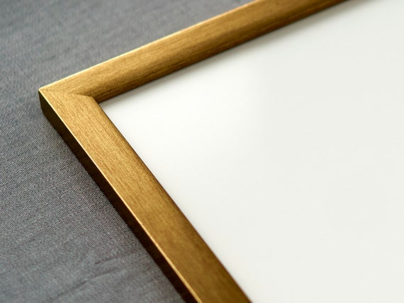 Gold Picture Frame / Polished Bronze Solid Wood | UV Acrylic Glass and Foam Board Backing | Made to Order in US | Ask for Custom Size