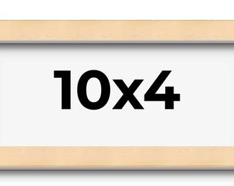 10x4 Wood Frame with UV Acrylic, 6 Finishes: Black, White, Bronze, Silver, Wood, Mahogany