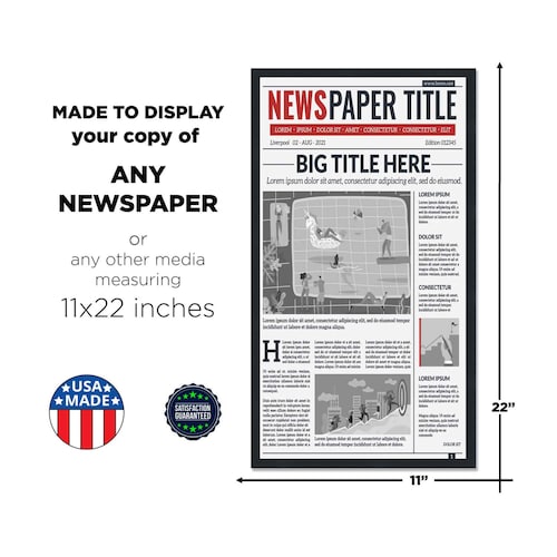 Frames Available in multiple sizes Frame Black Matte Finish Black Solid Wood Newspaper Frame