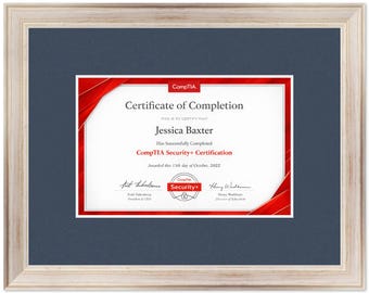 Certificate Frame Coastal White Hardwood No Mat - Fits Documents Diplomas Awards | Multiple Sizes