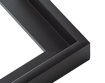 Canvas Floater Frame Moulding (Wood) 16ft bundle - Contemporary Black Finish - 1.75" width - 1 3/16" rabbet depth