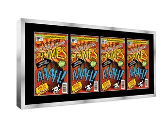 Comic Book Frame Black Mat - 4 Openings to Display 4 Comic Books