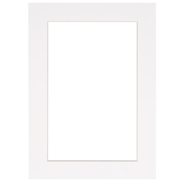White Picture Frame Mat with White Core - Available in multiple sizes | Premium Single Mat | Bevel Cut Matboard | White Matboard