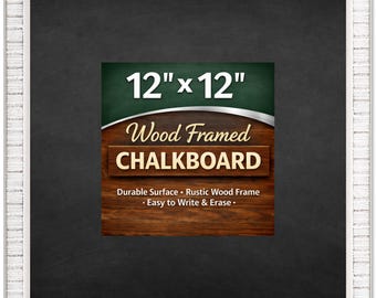 Chalkboard with Wood Frame - Erasable Surface - Modern White - Kitchen Menu Board | Multiple Sizes