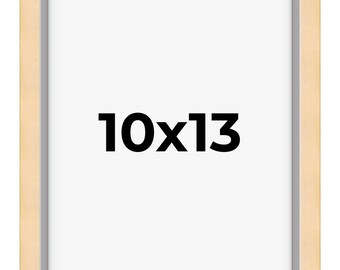 10x13 Wood Frame with UV Acrylic, 6 Finishes: Black, White, Bronze, Silver, Wood, Mahogany