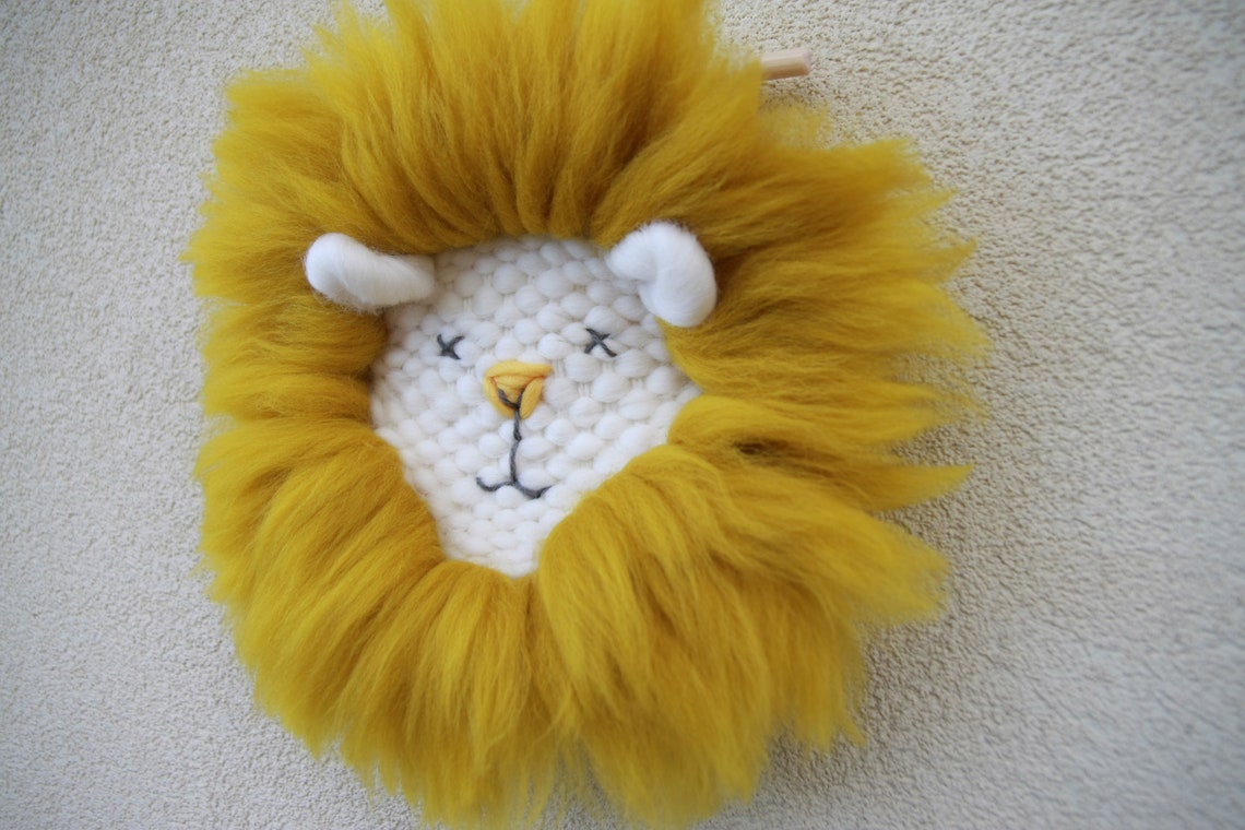 MADE TO ORDER Lion Nursery Decor Wall Hanging Handwoven Etsy