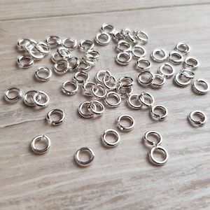 50stk stabile Biegeringe Binderinge 5mm silberfarben offen 1mm Stärke
