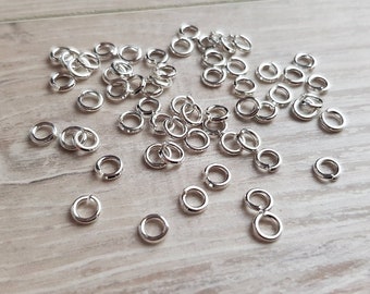 50stk stabile Biegeringe Binderinge 5mm silberfarben offen 1mm Stärke