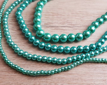 1 strand Glass Wax Beads Wax Beads Glass Beads 4,6,8,10 mm Turquoise Green (HY_65)