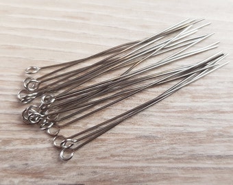 20stk Kettelstifte Edelstahl Ösenstifte 5cm Öse Headpins Nietstifte Schmuckstifte Pins