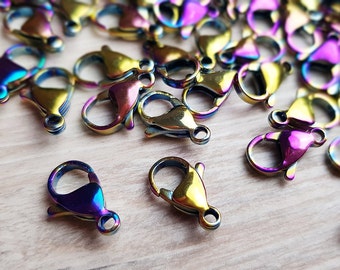 Carabiner Closure Multicolor Stainless Steel Closure Carabiner 15 x 10 mm Colorful 5 pieces