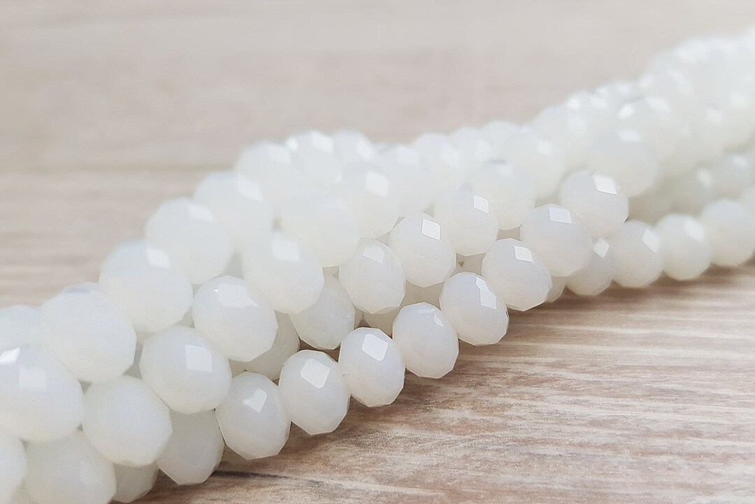 Buy Strand of Glass Beads X Mm Glass Cut Rondelle Crystal Beads White  Imitation Jade 70pcs Online in India