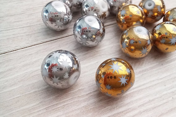 10stk Glasperlen Stern Silber Gold 10mm Sternchen Perlen Glas Chrom-Effekt Farbauswahl