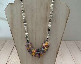Spiral Stitch Glass Chip Necklace