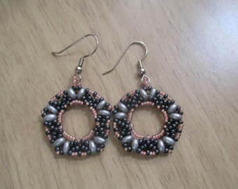 SuperDuo & Seed Bead Pentagon Shaped Earrings