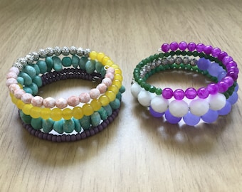 Memory Wire Multi-Bead Bracelet