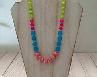 Multi-Color Glass Bead Long Necklace