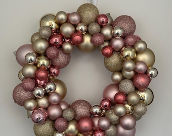 Pink & Gold Ornament Ball Wreath