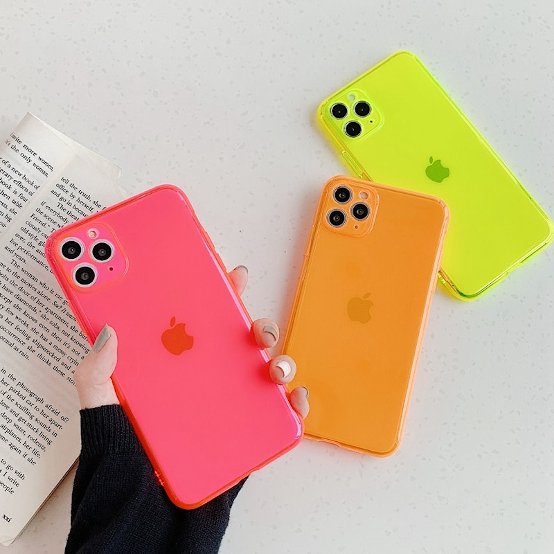 IPhone 12 / 12 Pro Neon Orange Clear Transparent Case Cover Etsy
