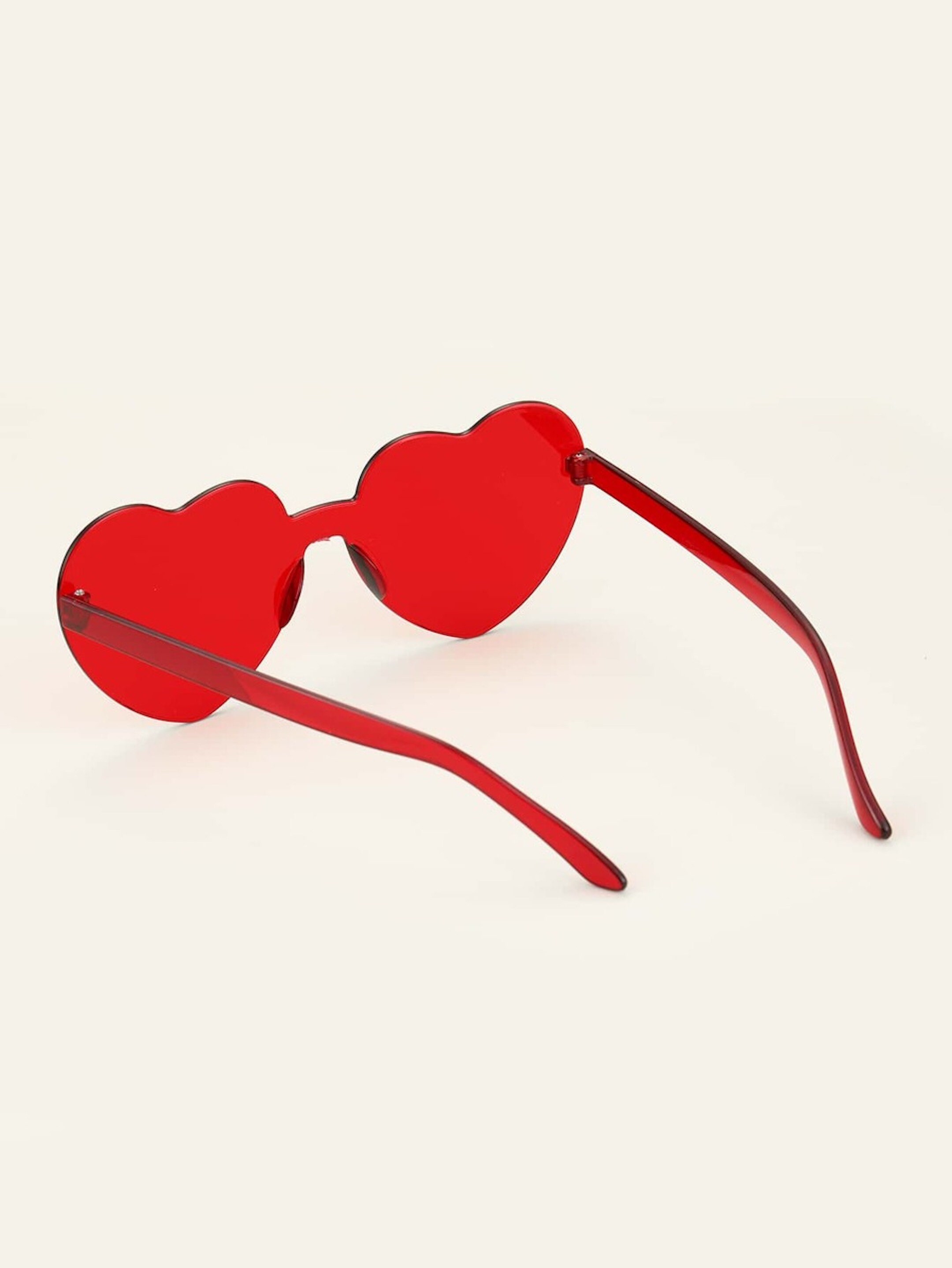 Red Heart Shaped Rimless Sunglasses Etsy