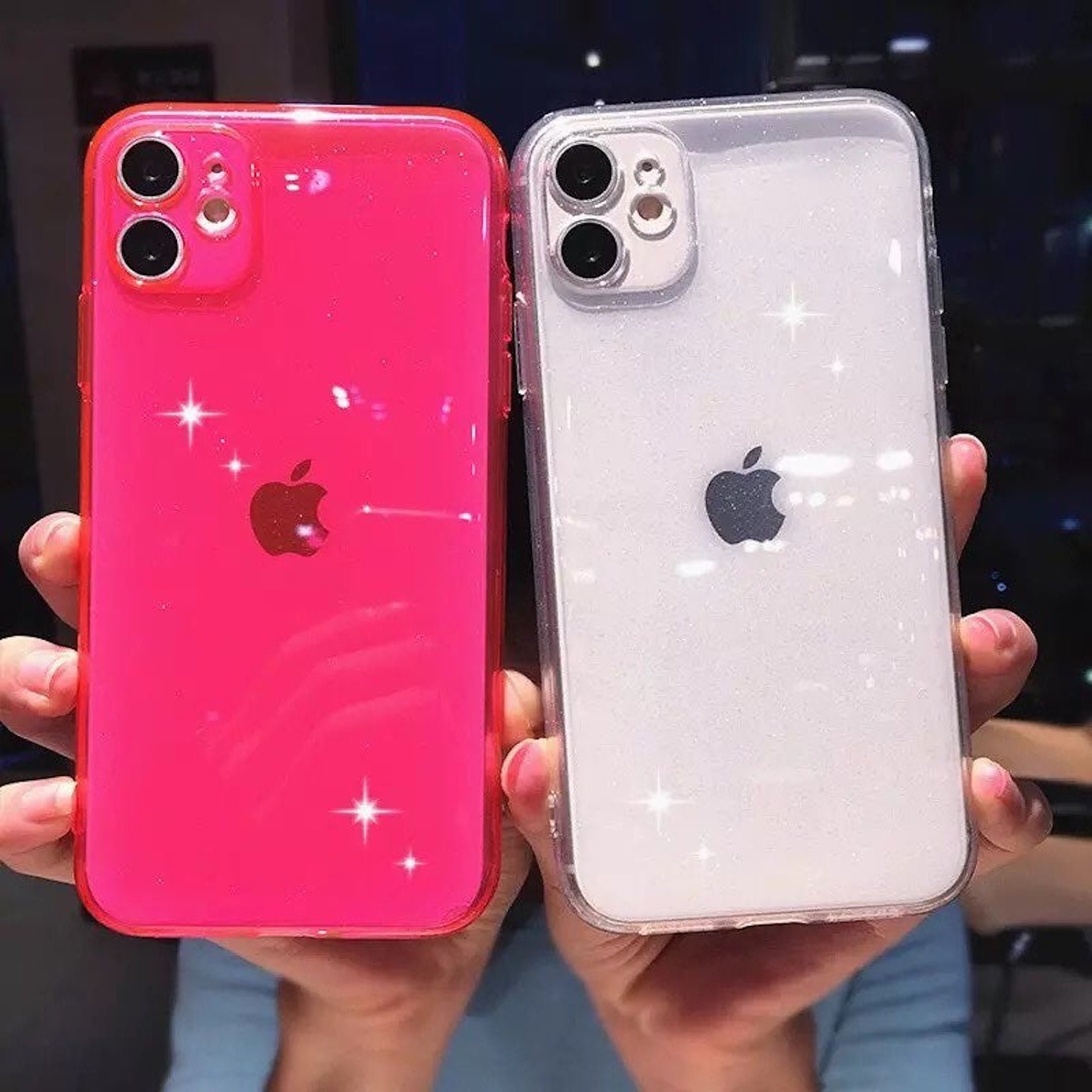 IPhone 12/ 12 pro neon pink glitter case | Etsy