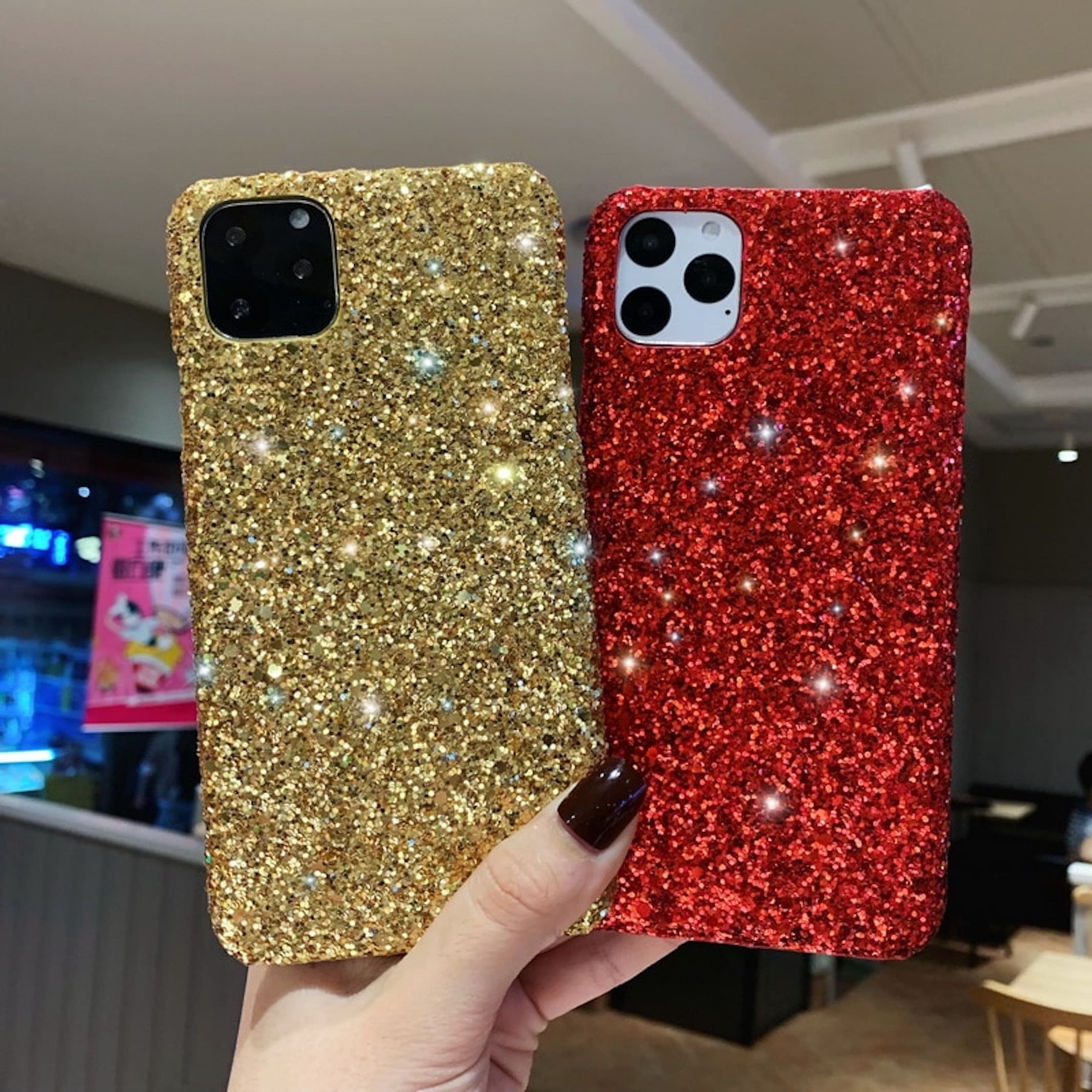IPhone 12 / 12 Pro Red Glitter Sparkle Hard Case Cover Etsy