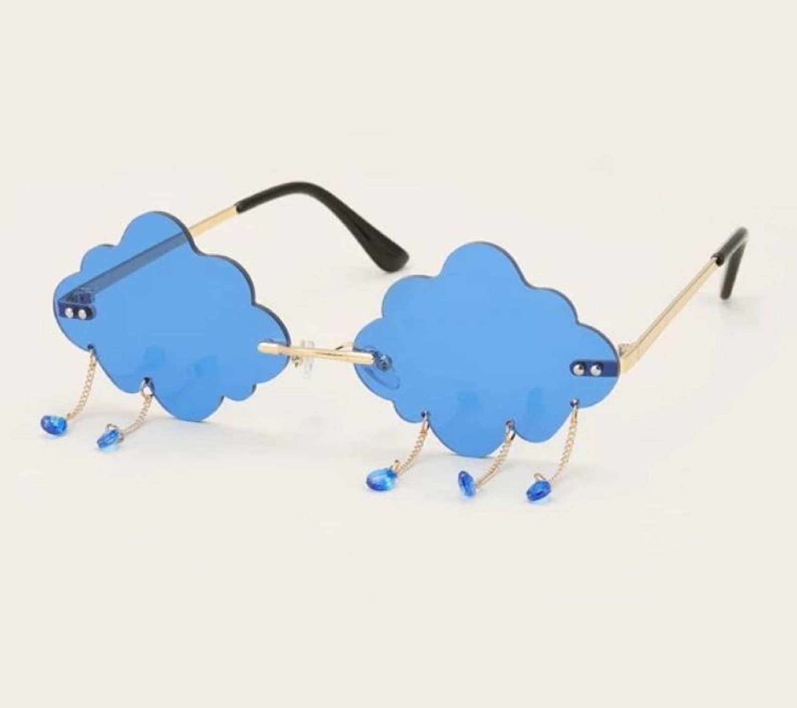 Royal Blue Cloud Shaped Rimless Sunglasses Etsy