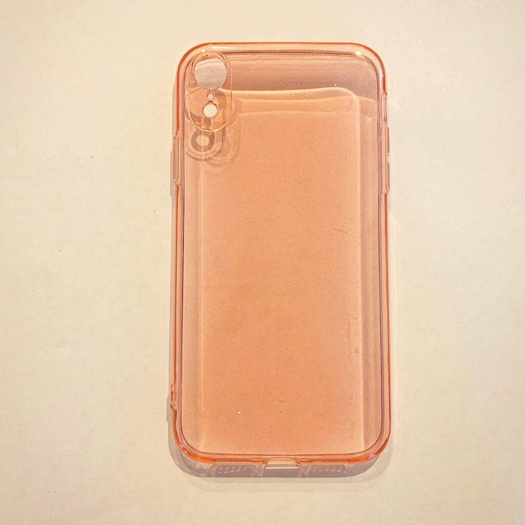 IPhone xr pink peach glitter clear case Etsy