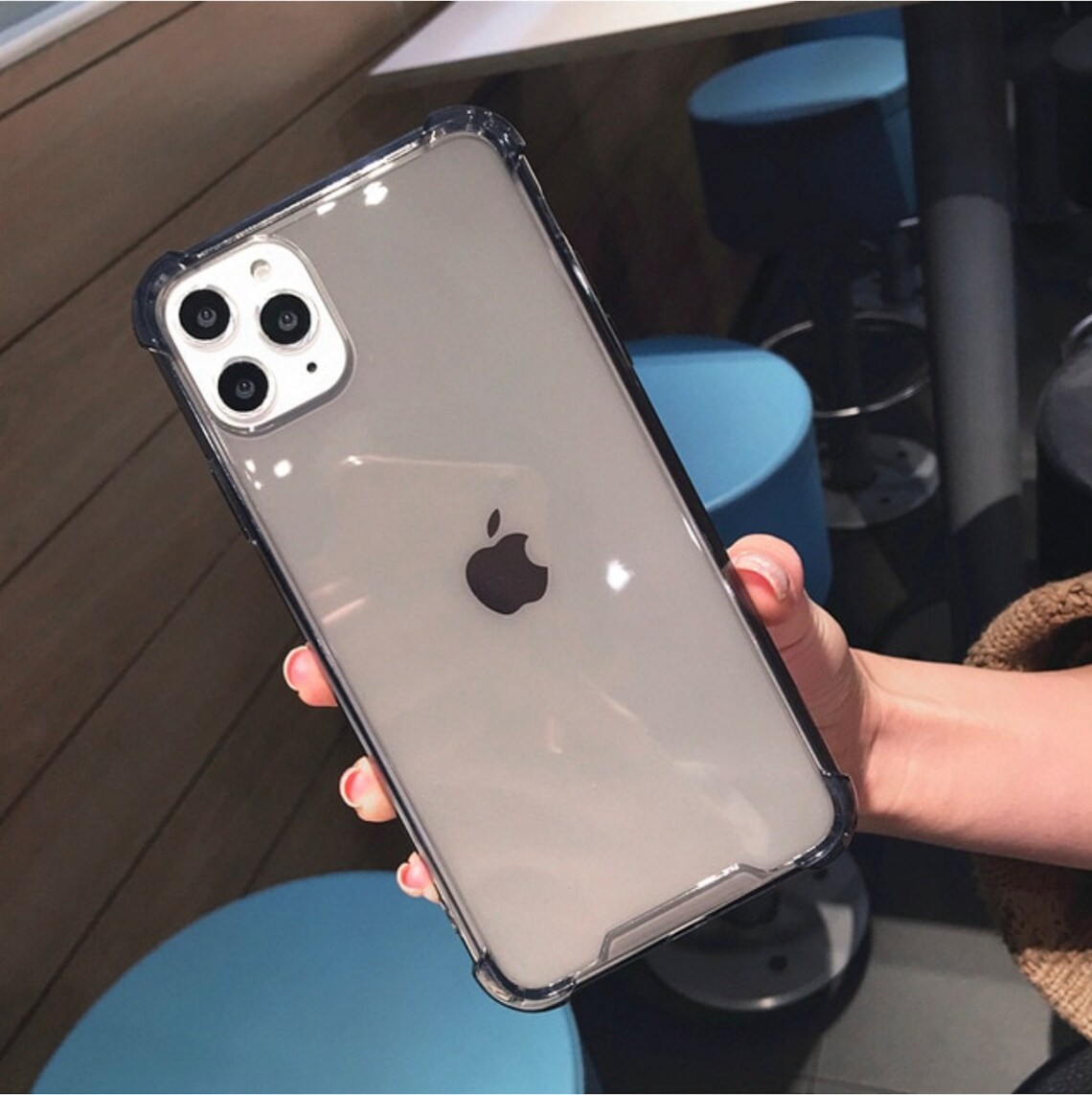 IPhone 12 / 12 Pro Black Clear Transparent Shockproof Case Etsy