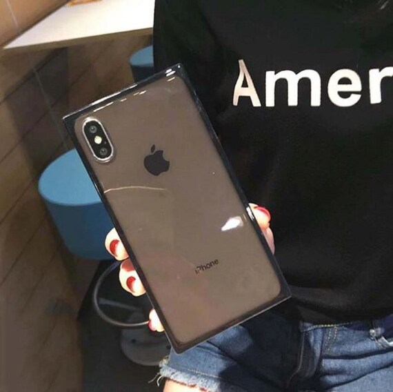 IPhone XR Square Black Clear Case Cover Etsy