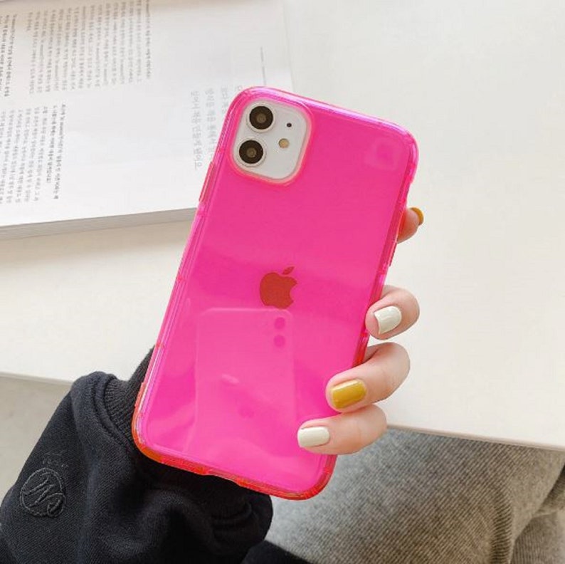 IPhone 12 Max Pro Neon Hot Pink Fluorescent Clear Transparent Etsy