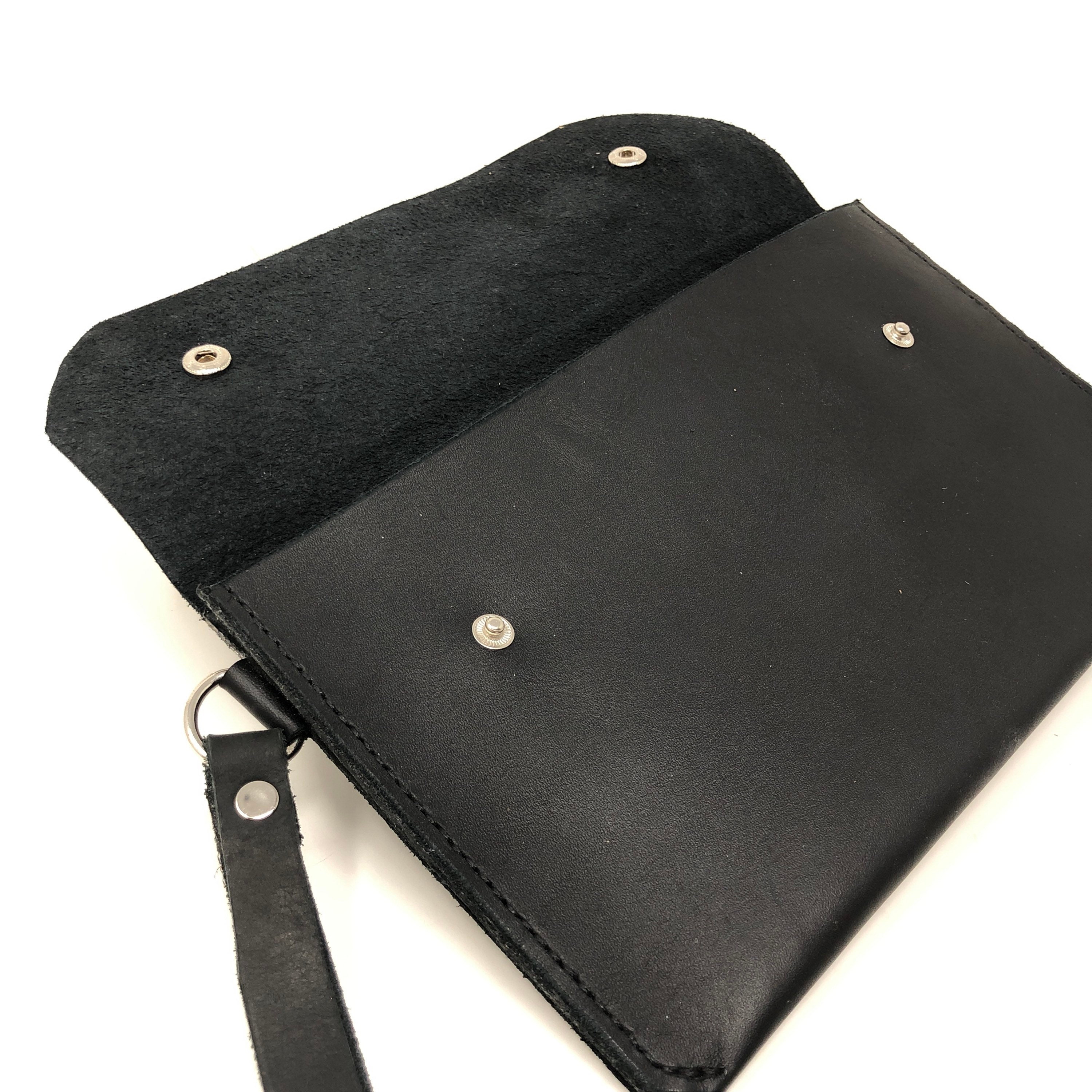 Black Leather Wristband Clutch Genuine Leather Handbag. Etsy