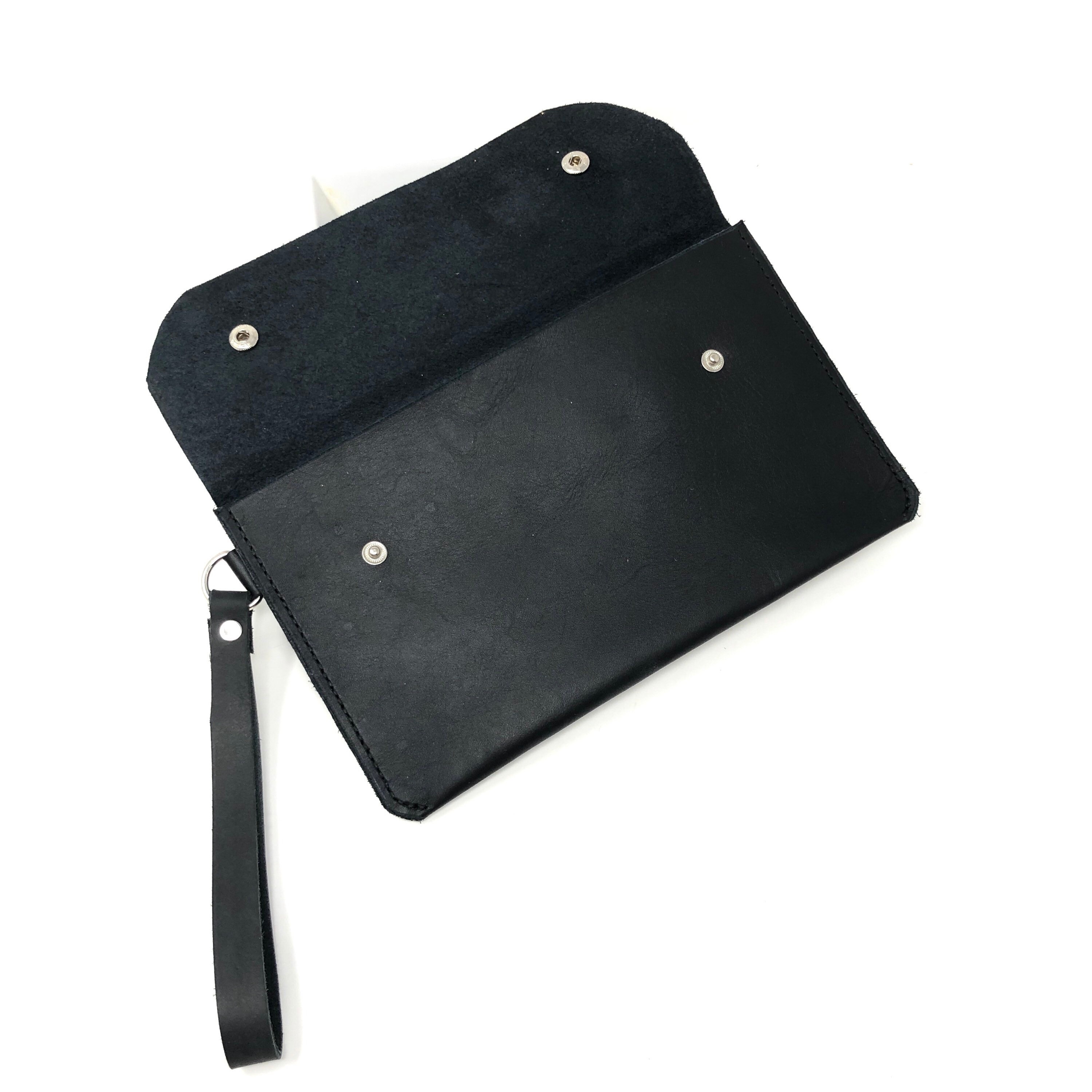 Black Leather Wristband Clutch, Genuine Leather Handbag. Etsy UK