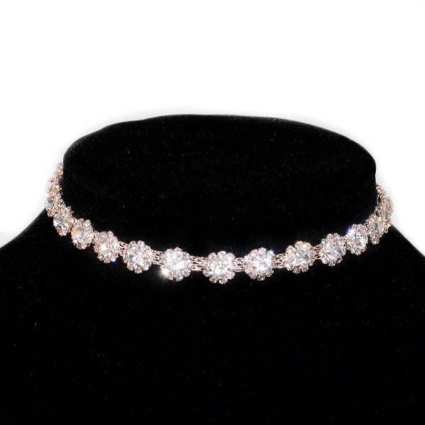 Rhinestone choker, rose gold crystal choker, diamond choker, jewel necklace, rhinestone crystal accessory, costume jewelry
