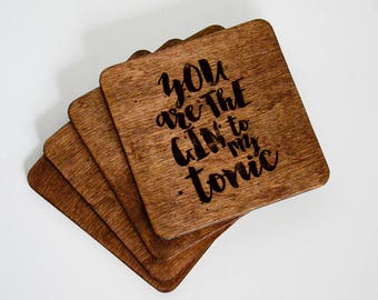 Casa Mia e Casa Vostra Italy Engraved Wood Personalized Coaster Set