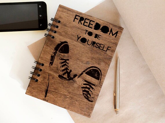 Freiheit Notebook Holz Notebook Holz Zeitschrift Zeitschrift Etsy