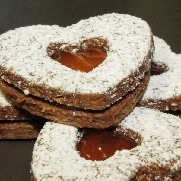 HEART- SHAPED LINZER -  gourmet cookies. Valentine's day, thanksgiving, christmas, birthdays, events, house warming, handmade, artisanal