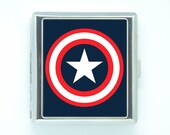 20 Cigarette case Box CAPTAIN AMERICA logo Stainless Steel Storage Pocket Holder cash or credit cards ID business