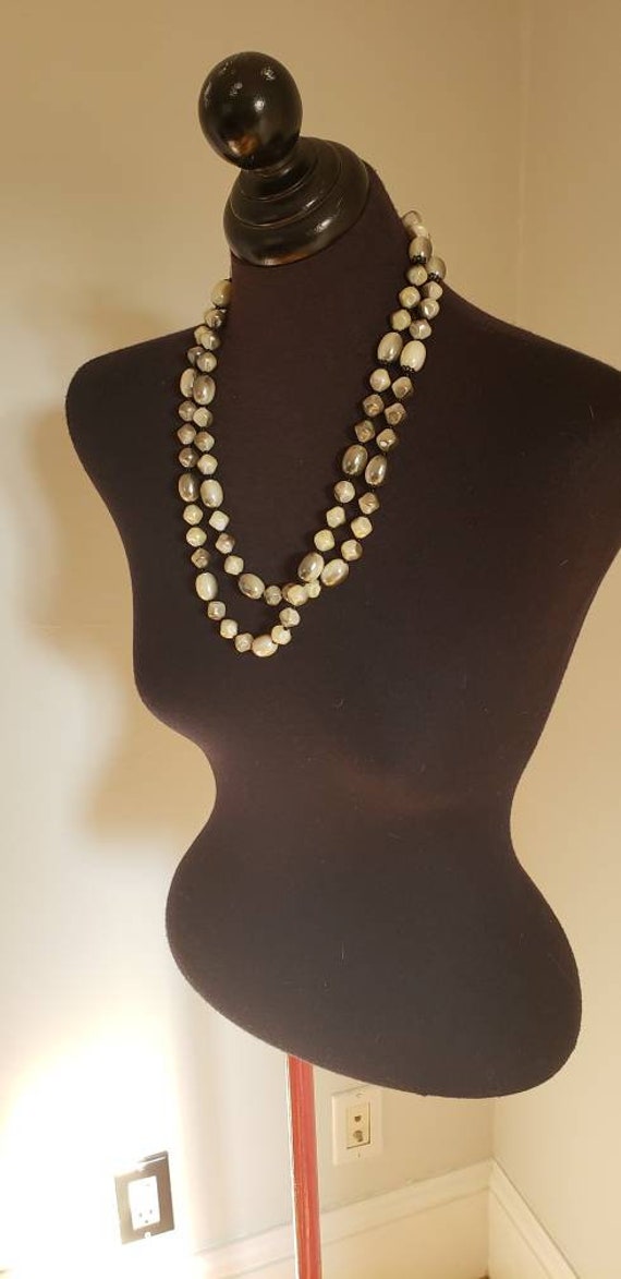 Vintage double strand faux pearl glass beaded nec… - image 6