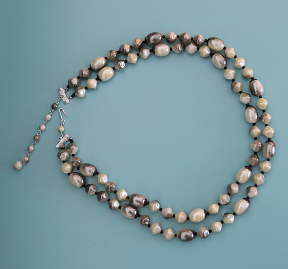 Vintage double strand faux pearl glass beaded nec… - image 2