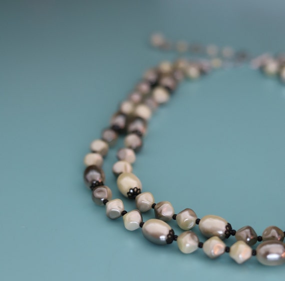 Vintage double strand faux pearl glass beaded nec… - image 3