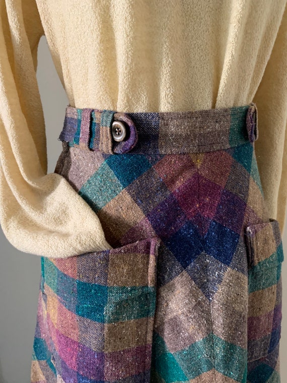 1970s Plaid Midi Skirt / XS Extra Small - image 4