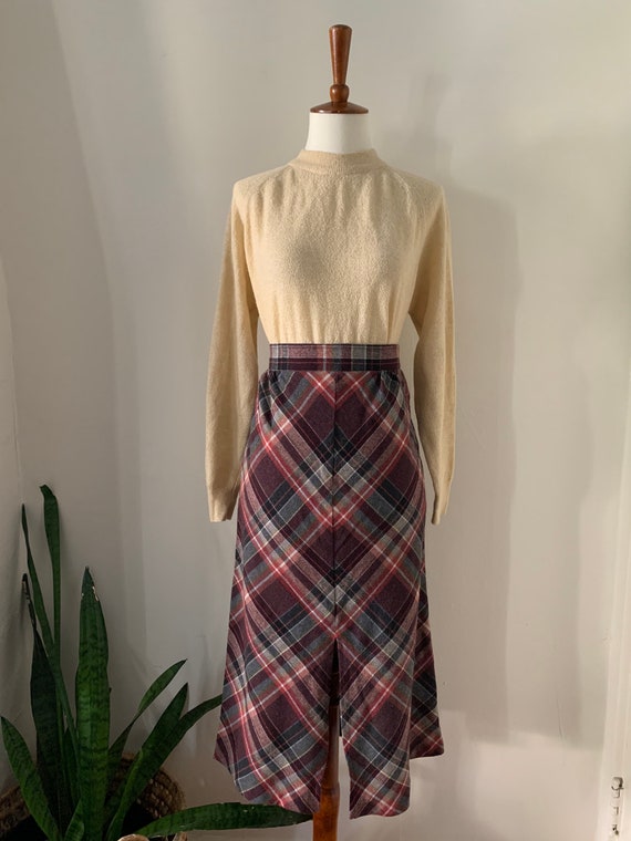 1970s Plaid Skirt Wool Blend / Small - image 2