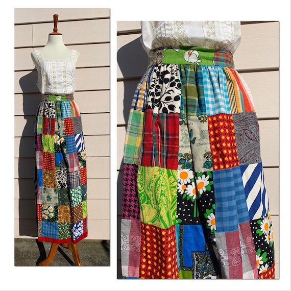 Authentic 1960s 1970s Patchwork Skirt