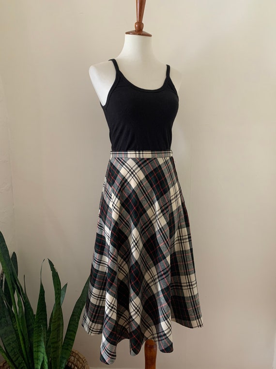 1970s Plaid Skirt / Small / XS