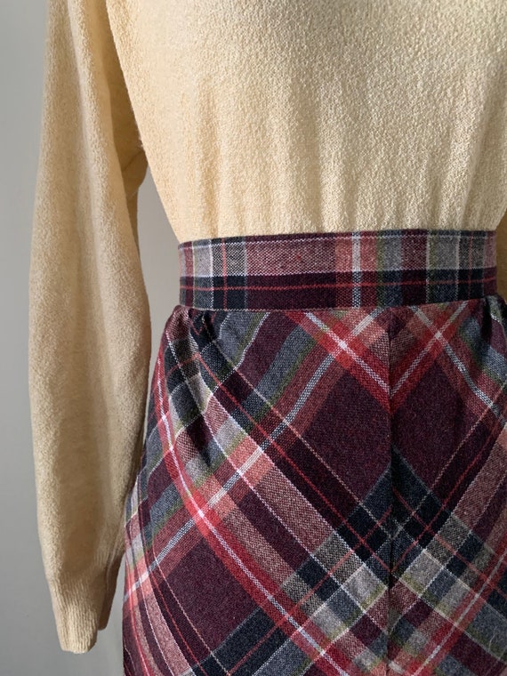 1970s Plaid Skirt Wool Blend / Small - image 3