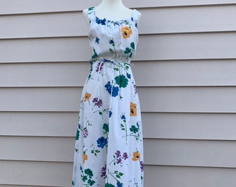 1980s Floral Sundress / Small