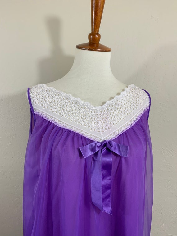 1960s Nightgown / Purple / Medium - image 4